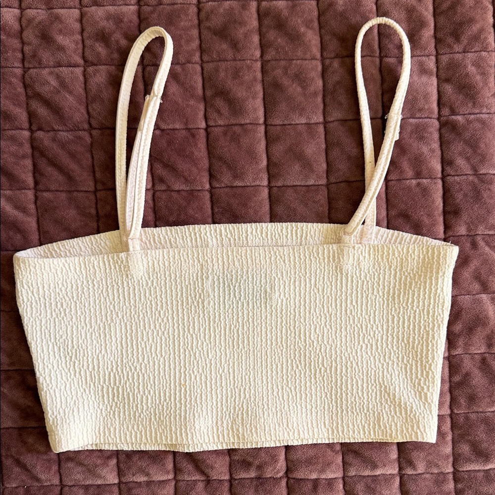 Urban Outfitters Smocked Cropped Cami Tank Cream Medium - Picture 4 of 6